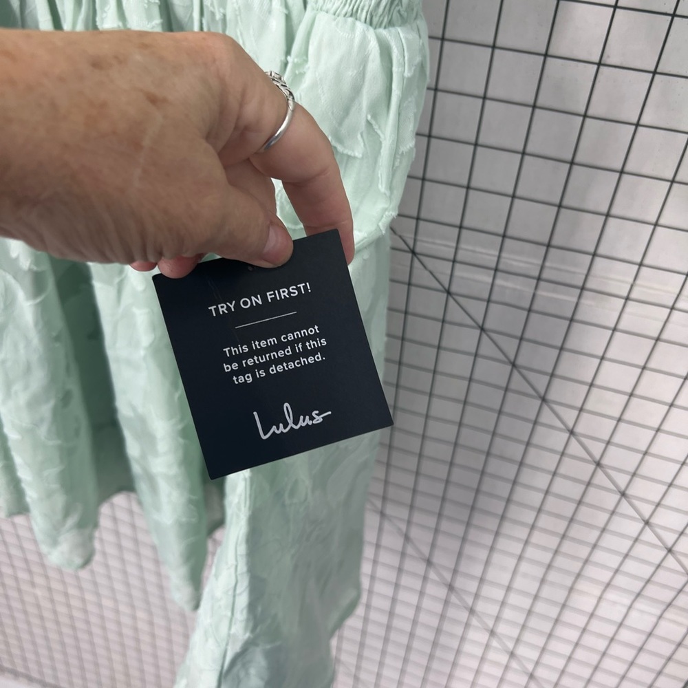 LULU’S Tomorrow and Always Light Sage Green Burnout Floral Mini Dress L - Picture 7 of 15